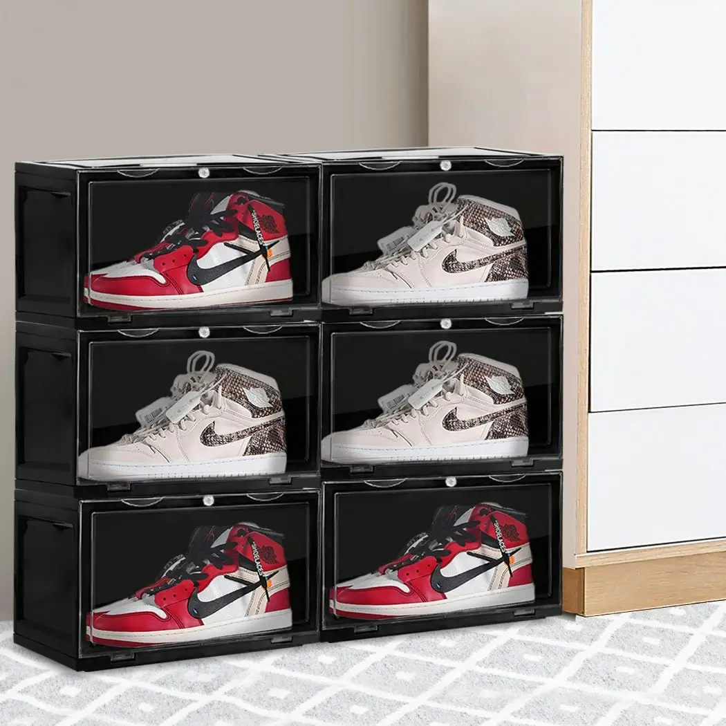 Stacked Shoe Box Acrylic Sneaker Display Case Magnetic Door Anti-oxidation 6PC