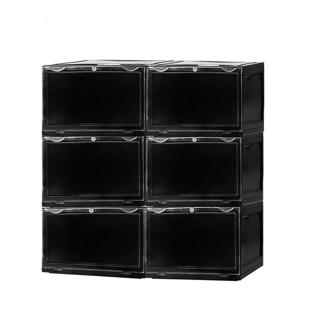 Stacked Shoe Box Acrylic Sneaker Display Case Magnetic Door Anti-oxidation 6PC