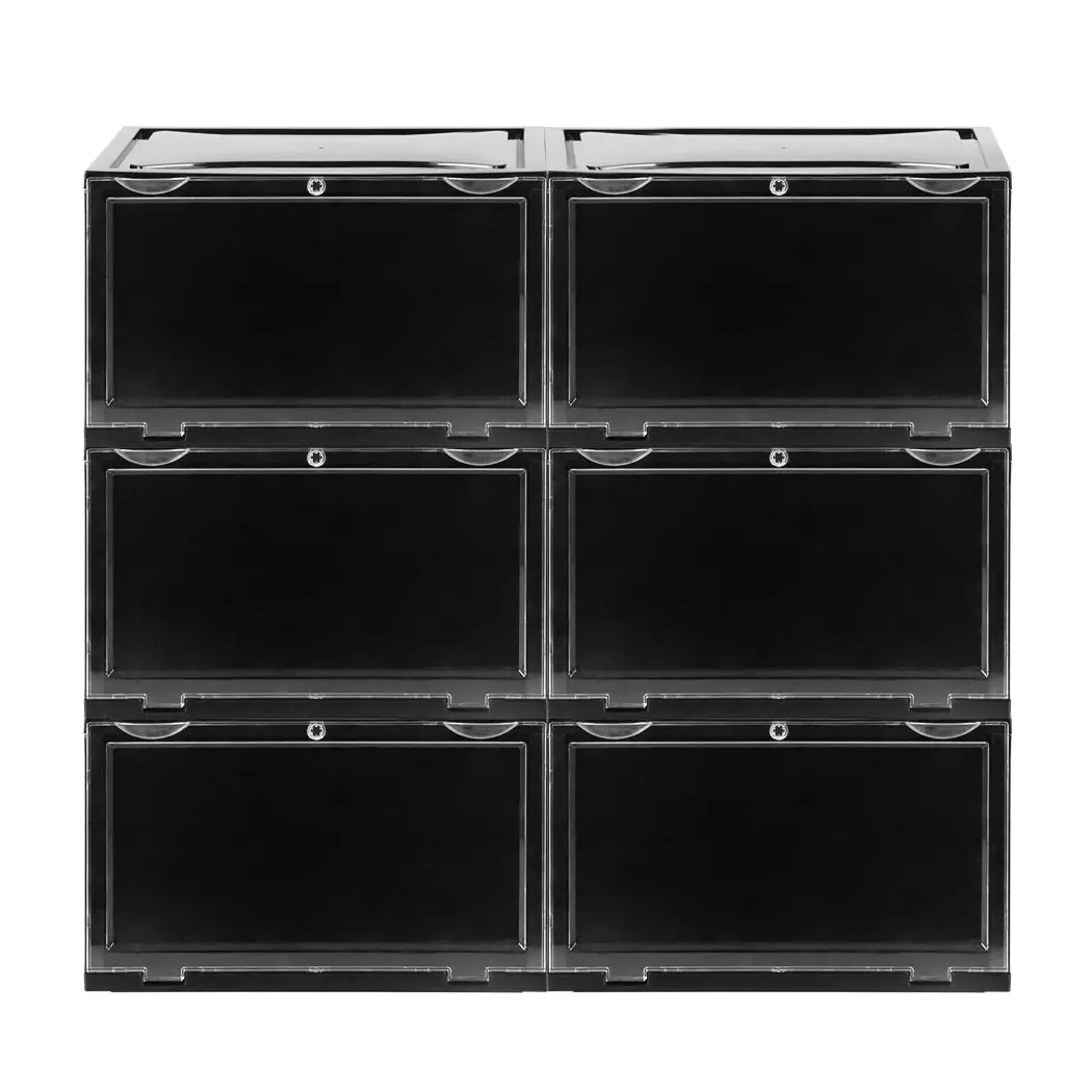 Stacked Shoe Box Acrylic Sneaker Display Case Magnetic Door Anti-oxidation 6PC