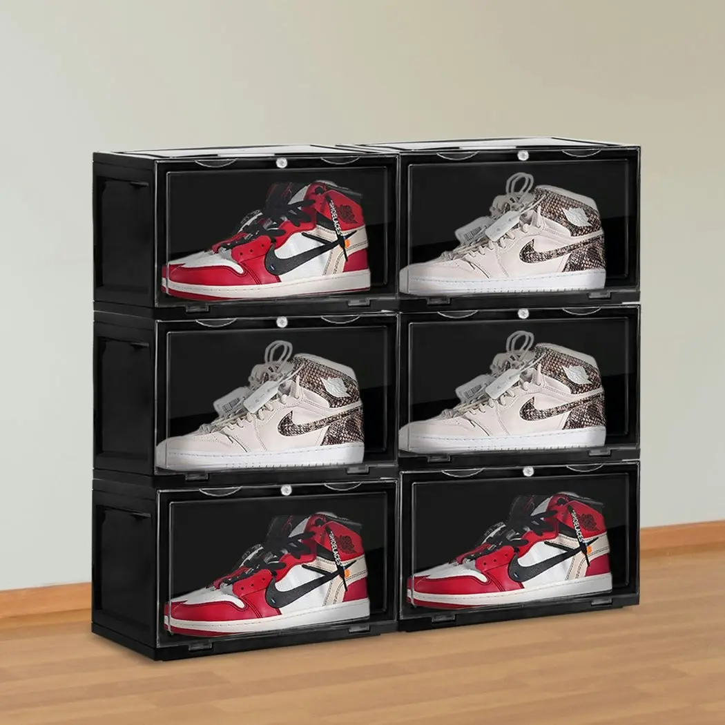 Stacked Shoe Box Acrylic Sneaker Display Case Magnetic Door Anti-oxidation 6PC