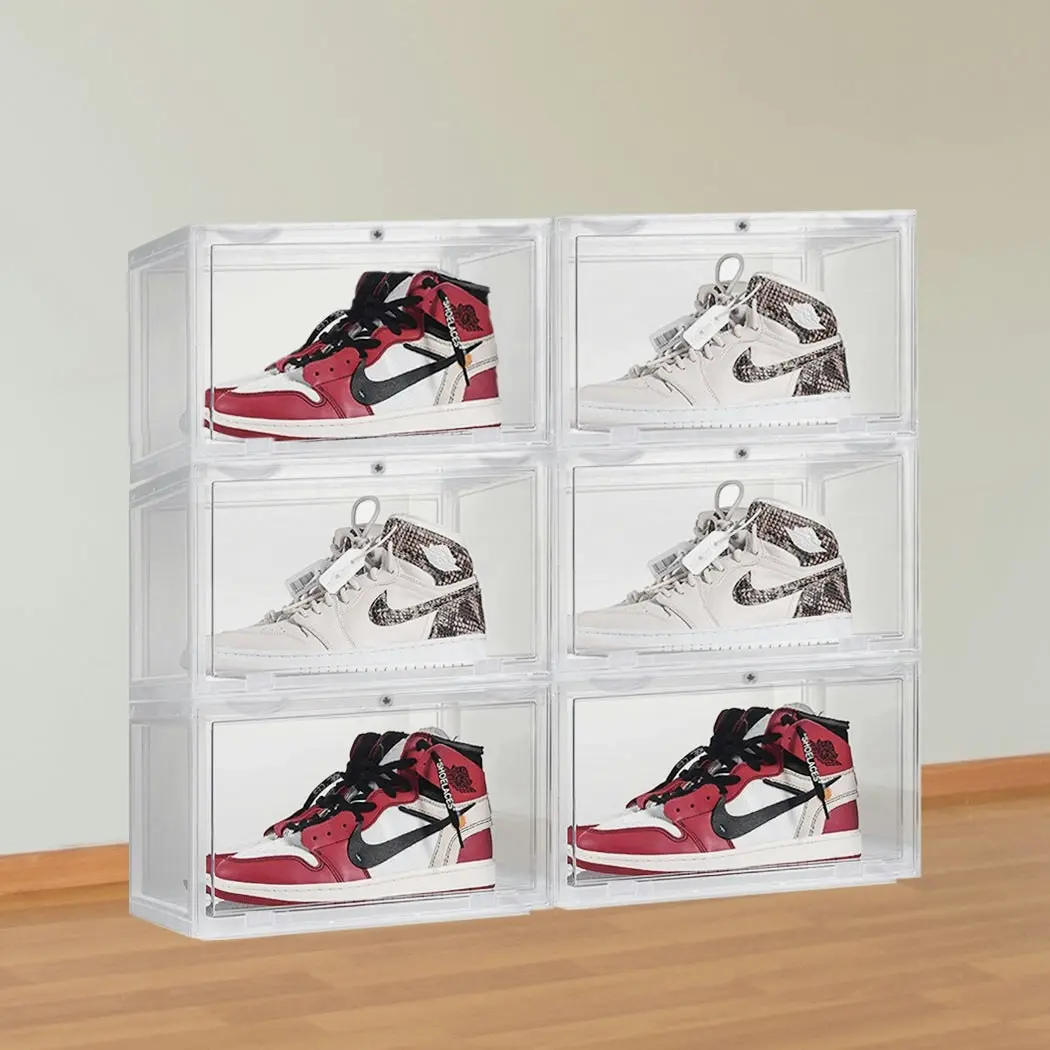 Stacked Shoe Box Acrylic Sneaker Display Case Magnetic Anti-oxidation 6PC