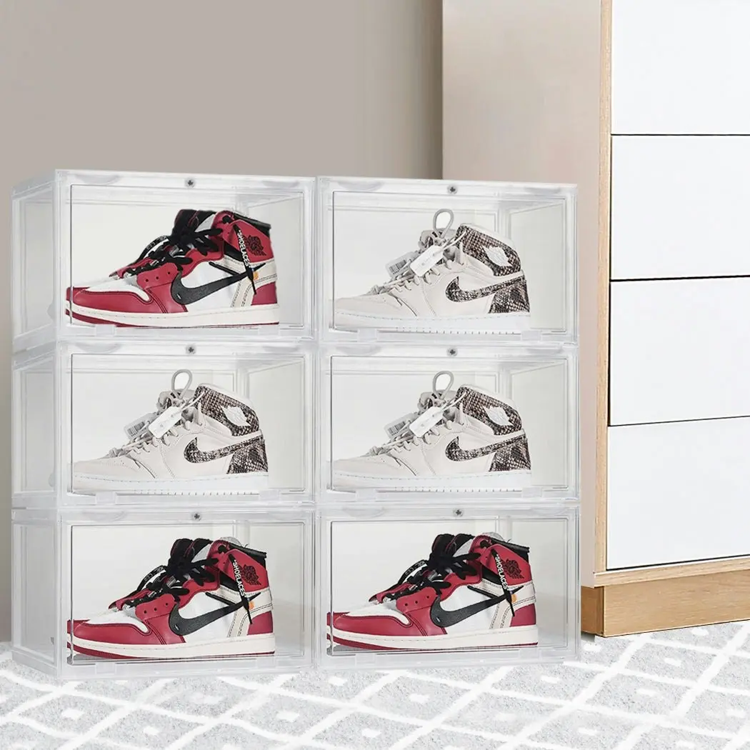 Stacked Shoe Box Acrylic Sneaker Display Case Magnetic Anti-oxidation 6PC