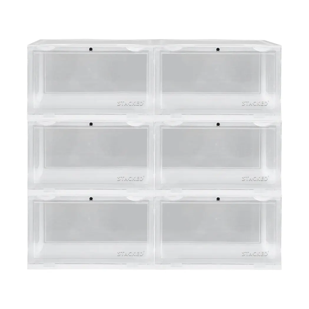 Stacked Shoe Box Acrylic Sneaker Display Case Magnetic Anti-oxidation 6PC