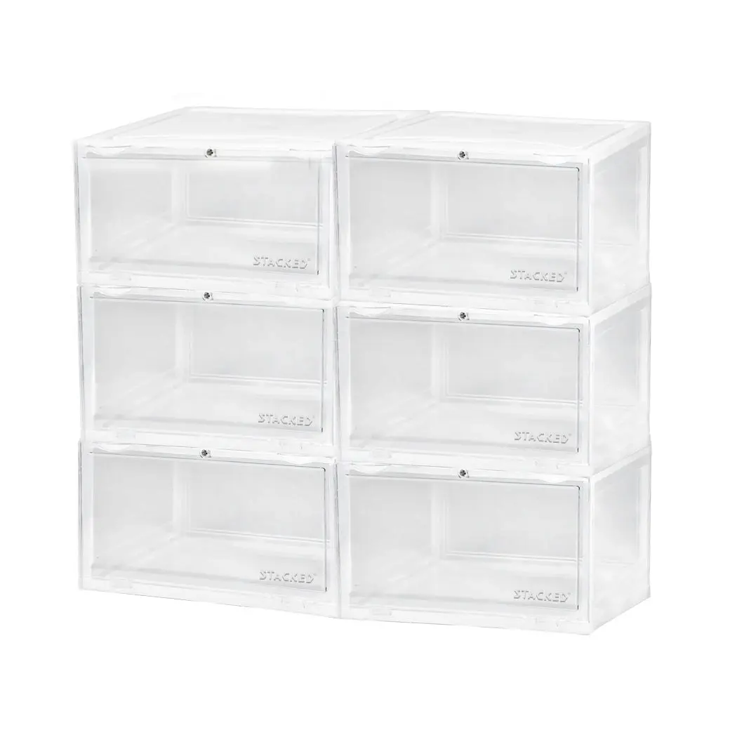 Stacked Shoe Box Acrylic Sneaker Display Case Magnetic Anti-oxidation 6PC