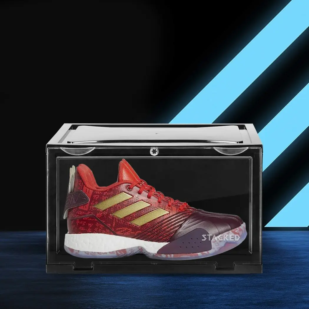 Stacked Shoe Box Acrylic Sneaker Display Case Magnetic Door Anti-oxidation