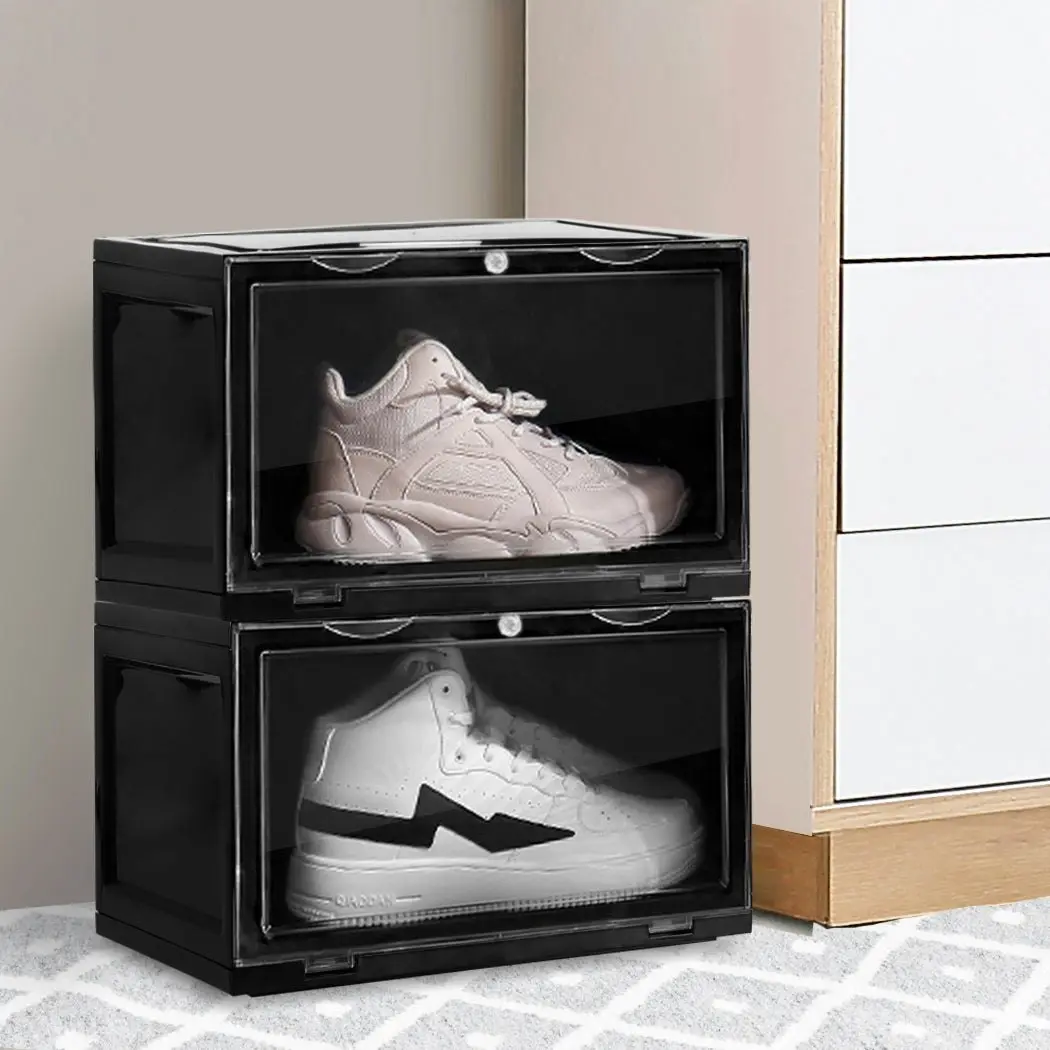 Stacked Shoe Box Acrylic Sneaker Display Case Magnetic Door Anti-oxidation