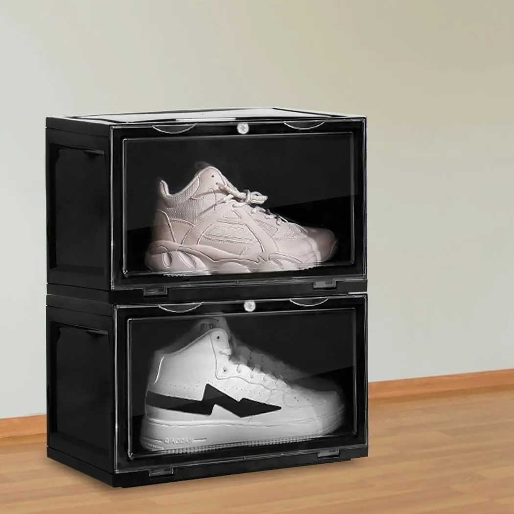 Stacked Shoe Box Acrylic Sneaker Display Case Magnetic Door Anti-oxidation