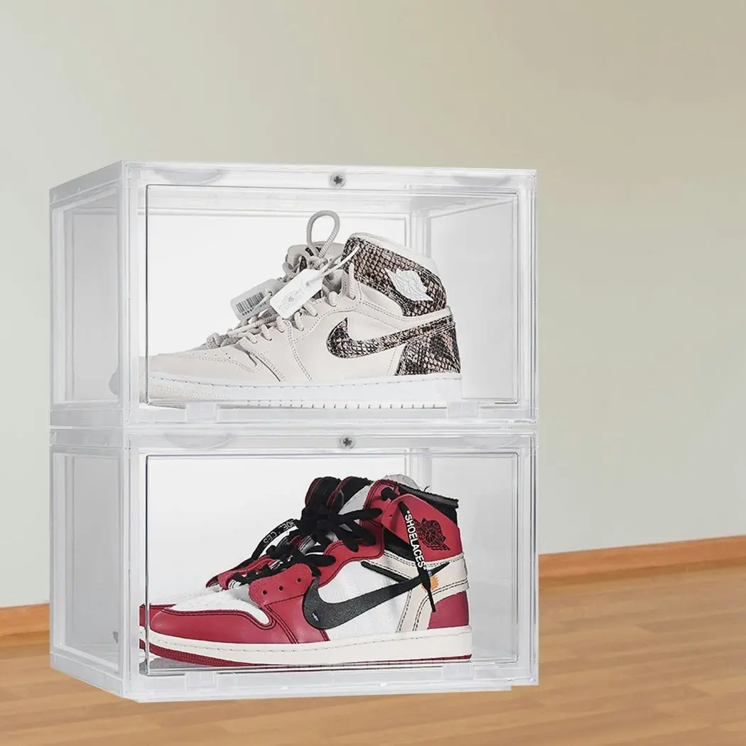 Stacked Shoe Box Acrylic Sneaker Display Case Stackable Magnetic Anti-oxidation