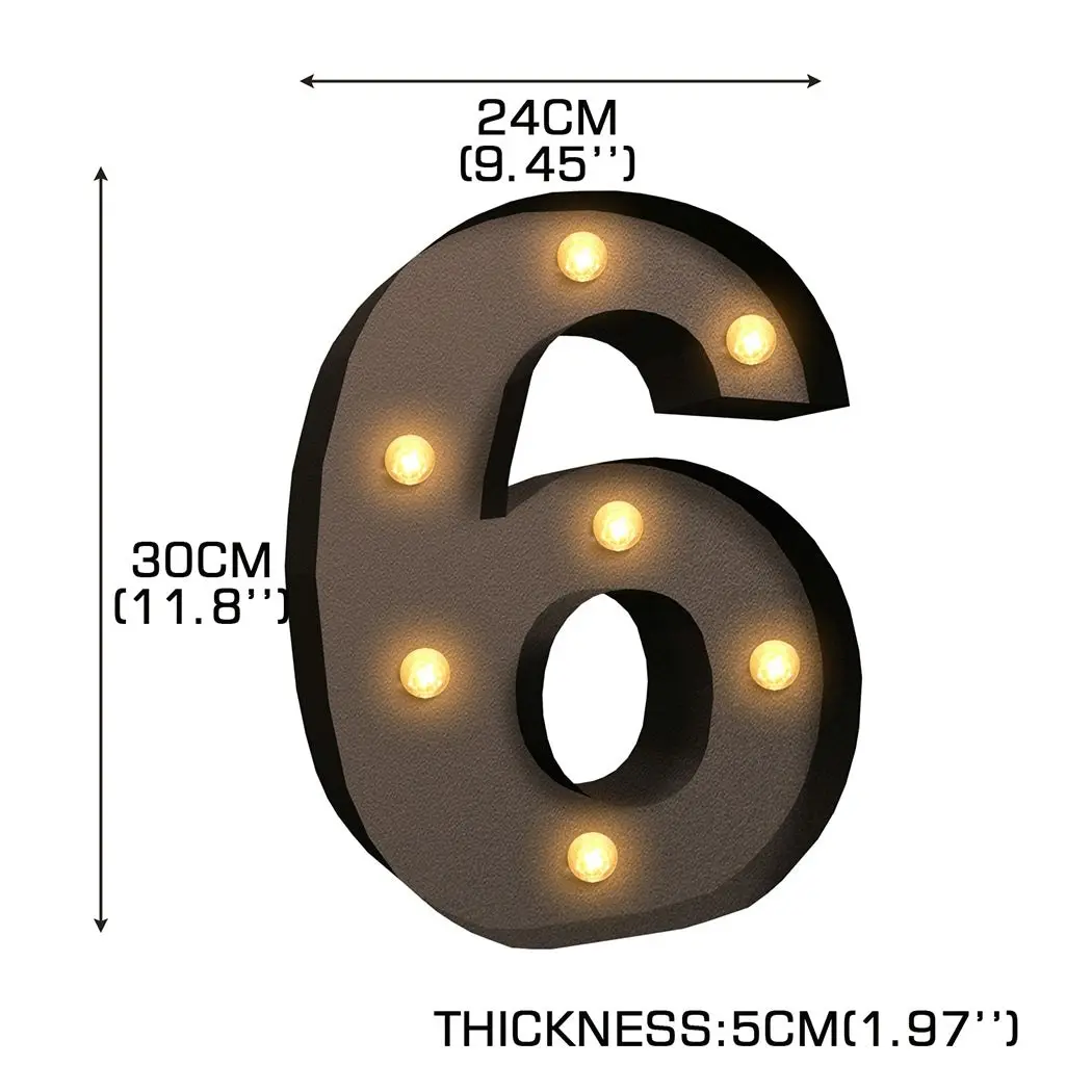 Traderight Group  LED Metal Number Lights Free Standing Hanging Marquee Event Party D?cor Number 6