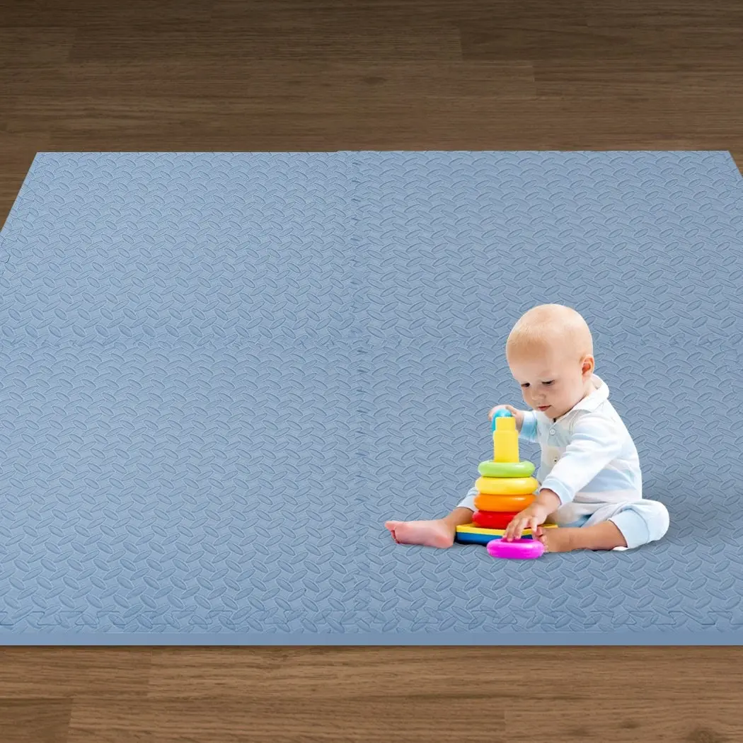 BoPeep EVA Foam Kids Play Mat Floor Kid Crawling Interlocking Home Blue 60x60