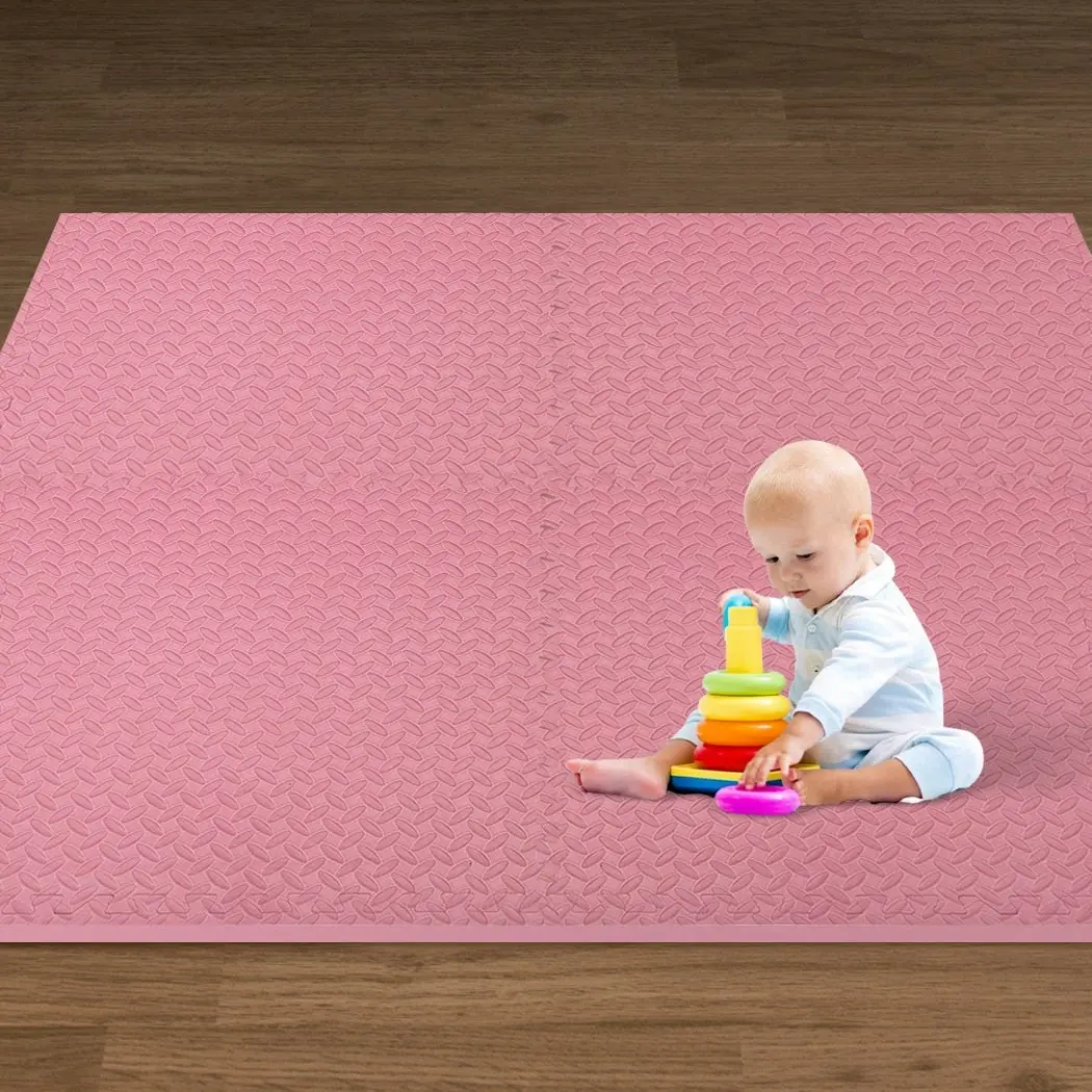 BoPeep EVA Foam Kids Play Mat Floor Kid Crawling Interlocking Home Pink 60x60