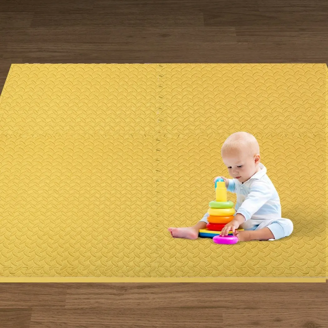 BoPeep EVA Foam Kids Play Mat Floor Kid Crawling Interlocking Home Yellow 60x60