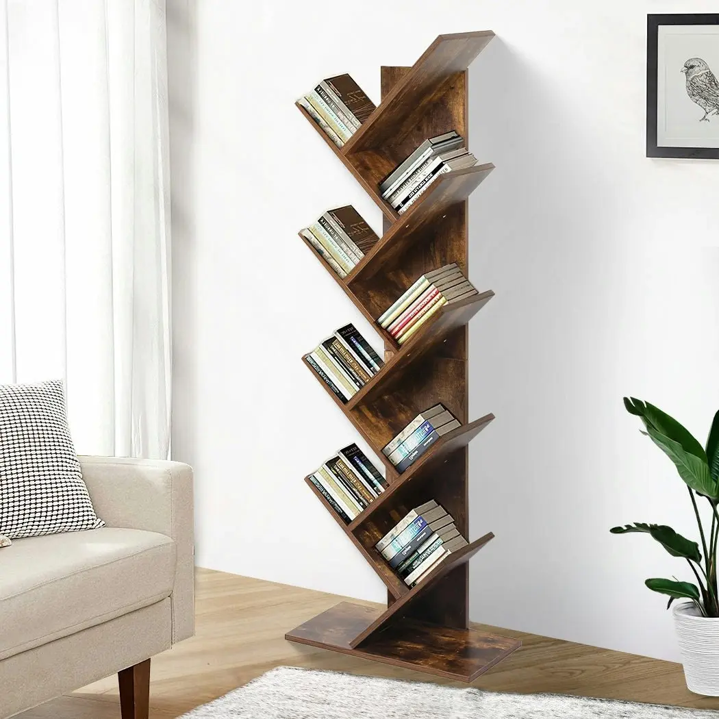 Levede Bookshelf  Wooden Tree Bookcase 8-Tier  Storage Home Decor Display Stand