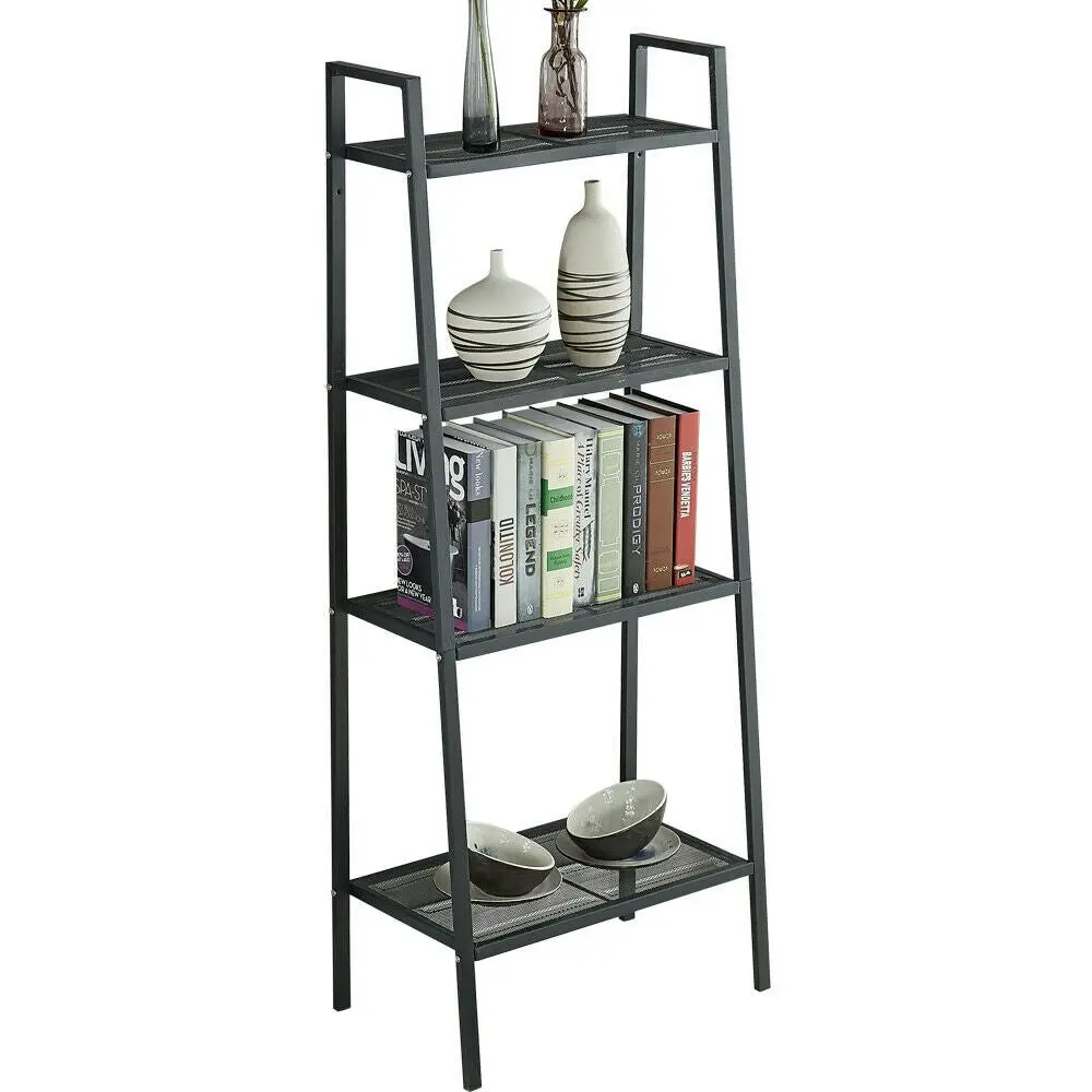 Bookshelf 4 Tier Ladder Shelf Unit  Bookcase Book Storage Display Rack Stand BK