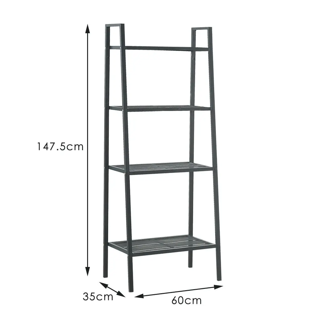 Bookshelf 4 Tier Ladder Shelf Unit  Bookcase Book Storage Display Rack Stand BK