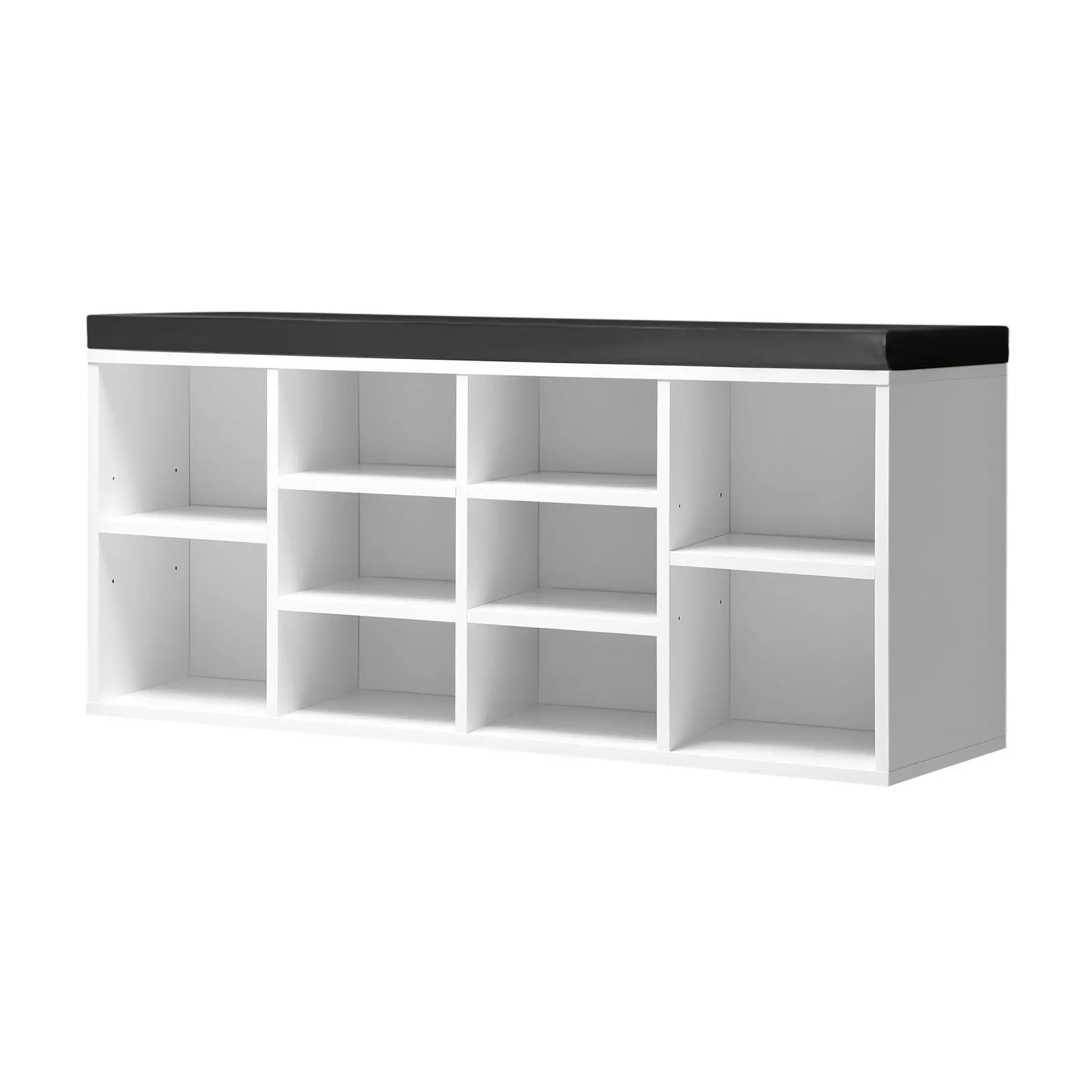 Oikiture Shoe Cabinet Bench Shoe Storage Rack PU Padded Seat Organiser Cupboard White&Black