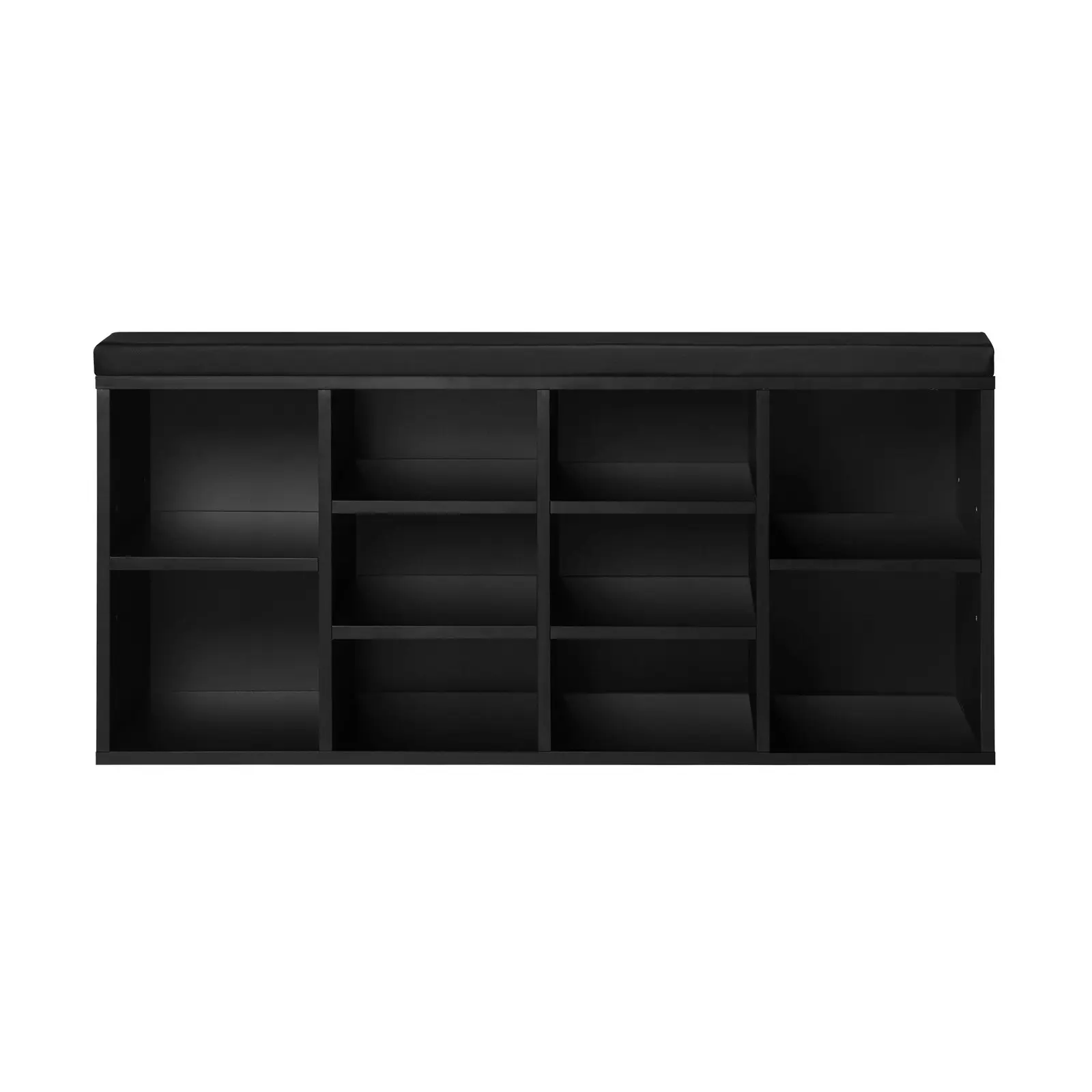 Oikiture Shoe Cabinet Bench Shoe Storage Rack PU Padded Seat Organiser Cupboard Black