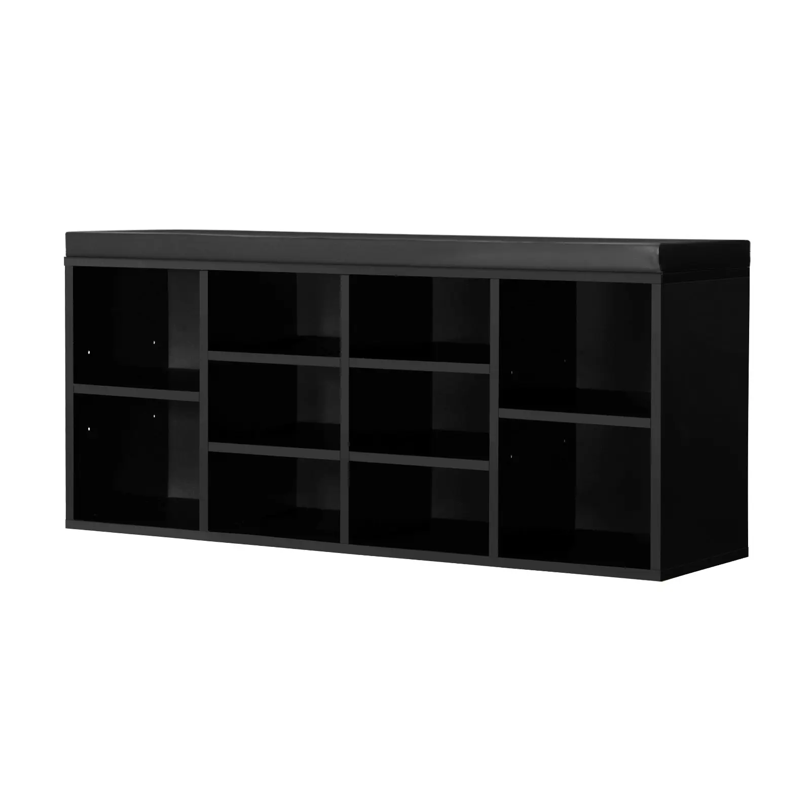 Oikiture Shoe Cabinet Bench Shoe Storage Rack PU Padded Seat Organiser Cupboard Black