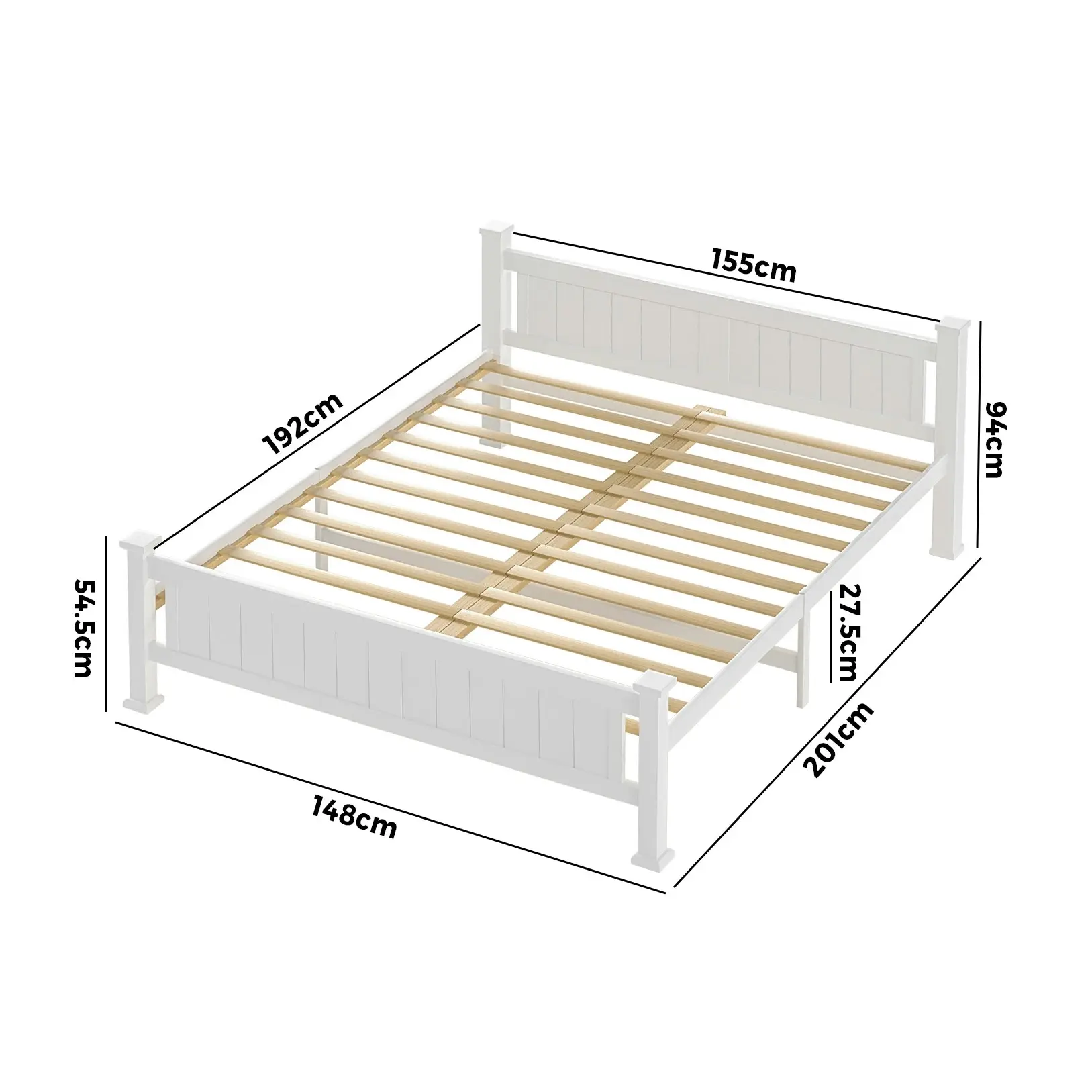 Oikiture Bed Frame Double Size Pine Wooden Timber Base Platform Bedroom