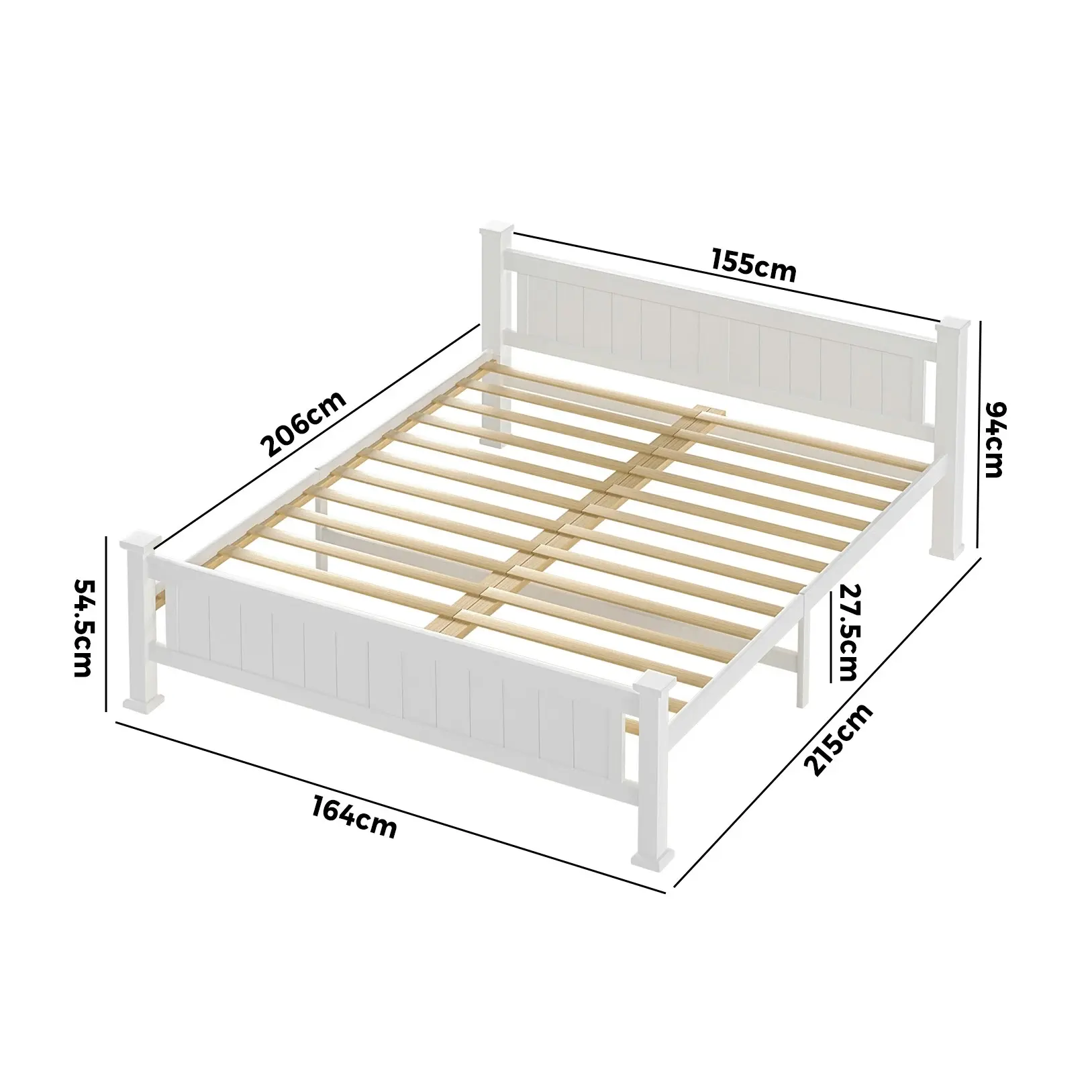 Oikiture Bed Frame Queen Size Pine Wooden Timber Base Platform Bedroom