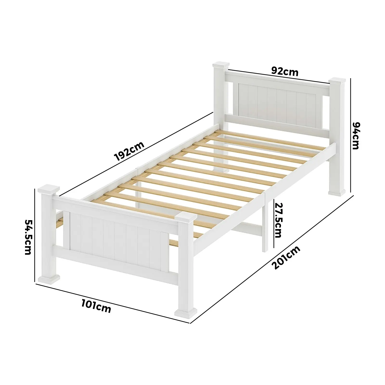 Oikiture Bed Frame Single Size Pine Wooden Timber Base Platform Bedroom