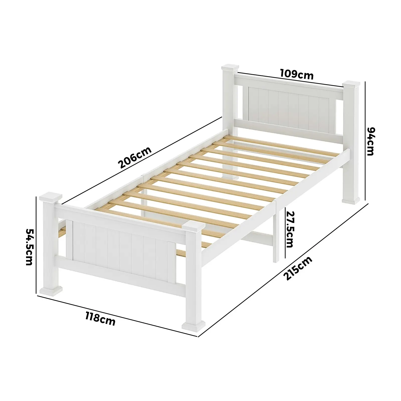 Oikiture Bed Frame King Single Size Pine Wooden Timber Base Platform Bedroom