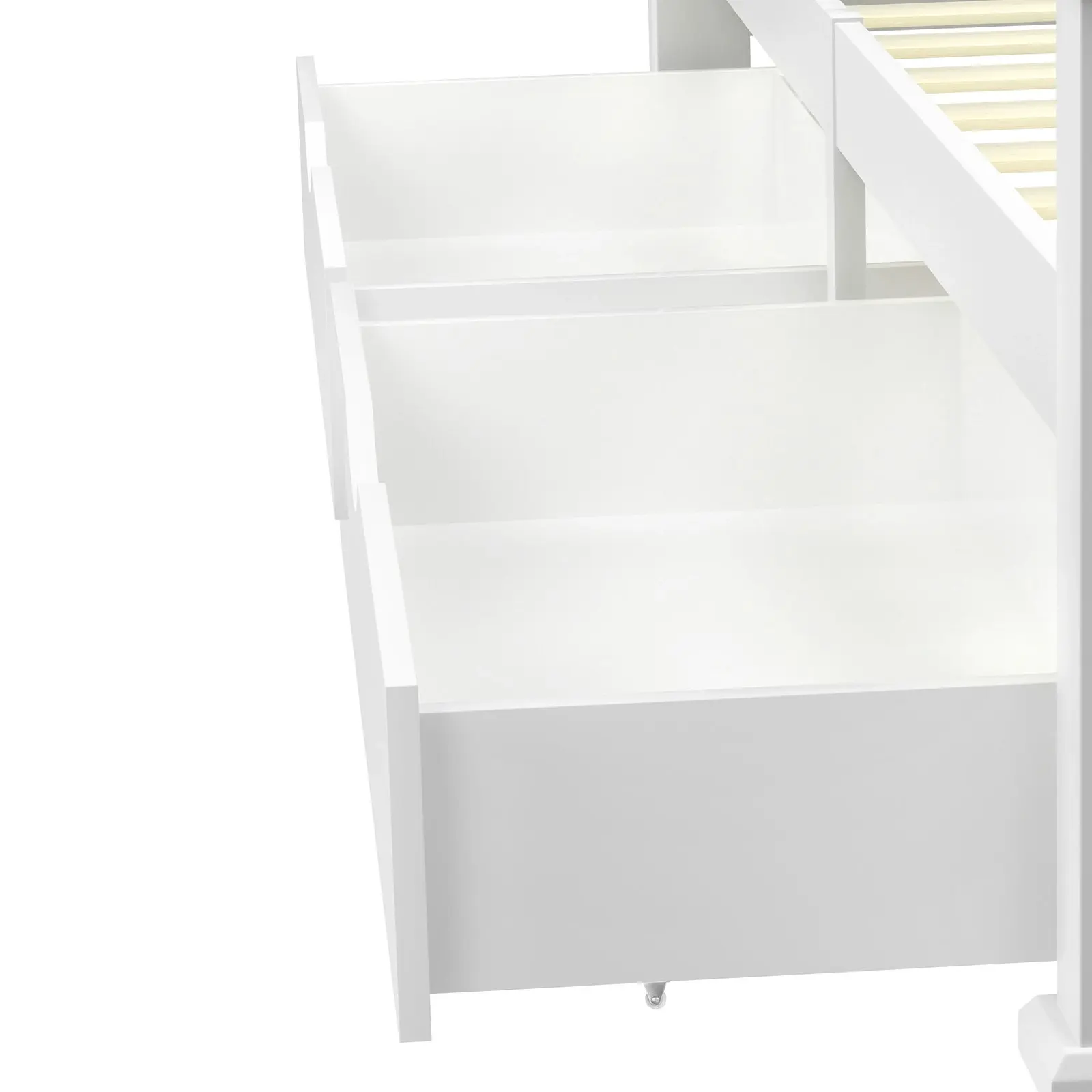 Oikiture Storage Drawers Trundle for Wooden Bed Frame Base Timber White 2PCS