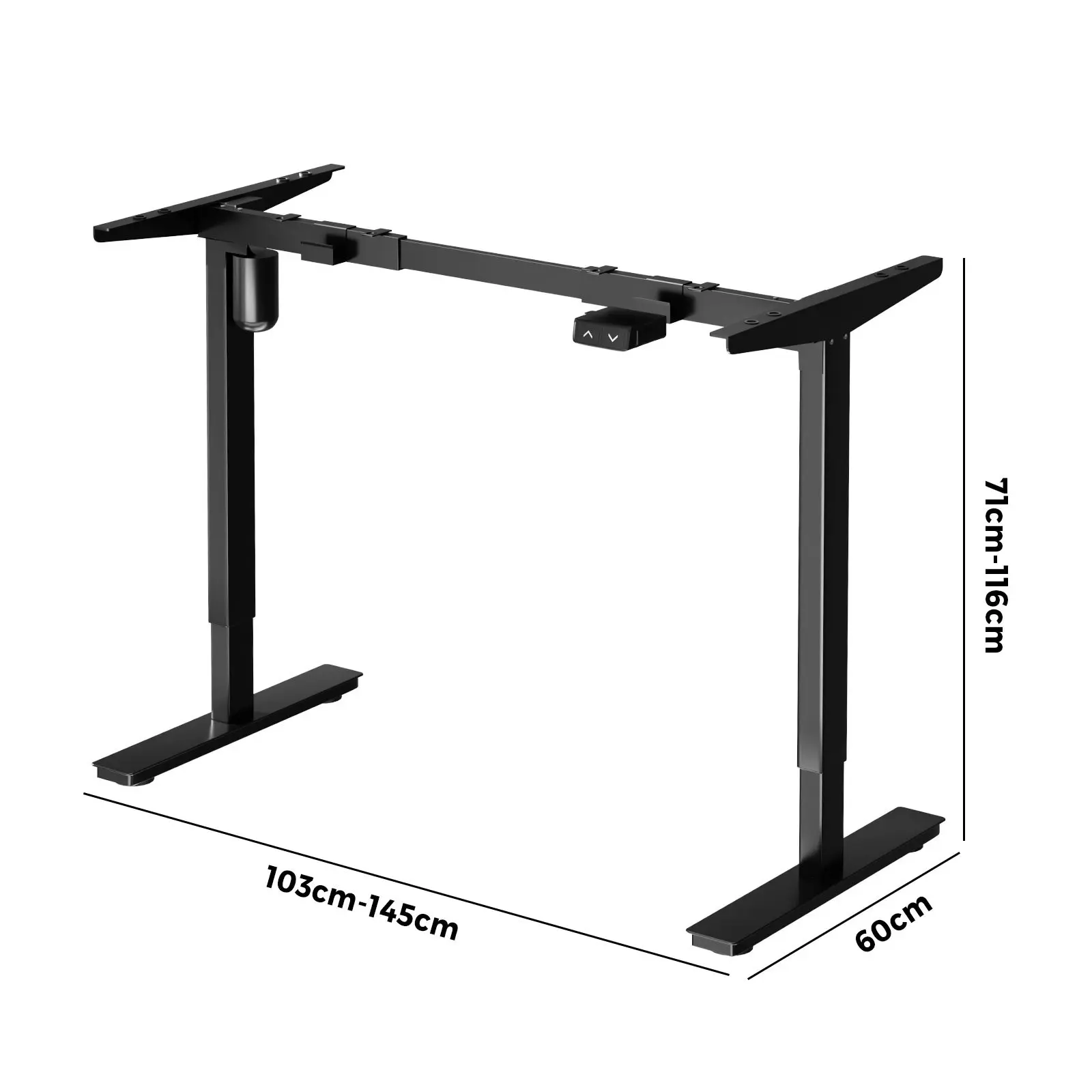 Oikiture Electric Standing Desk Frame Single Motor Height Adjustable Sit Stand Black