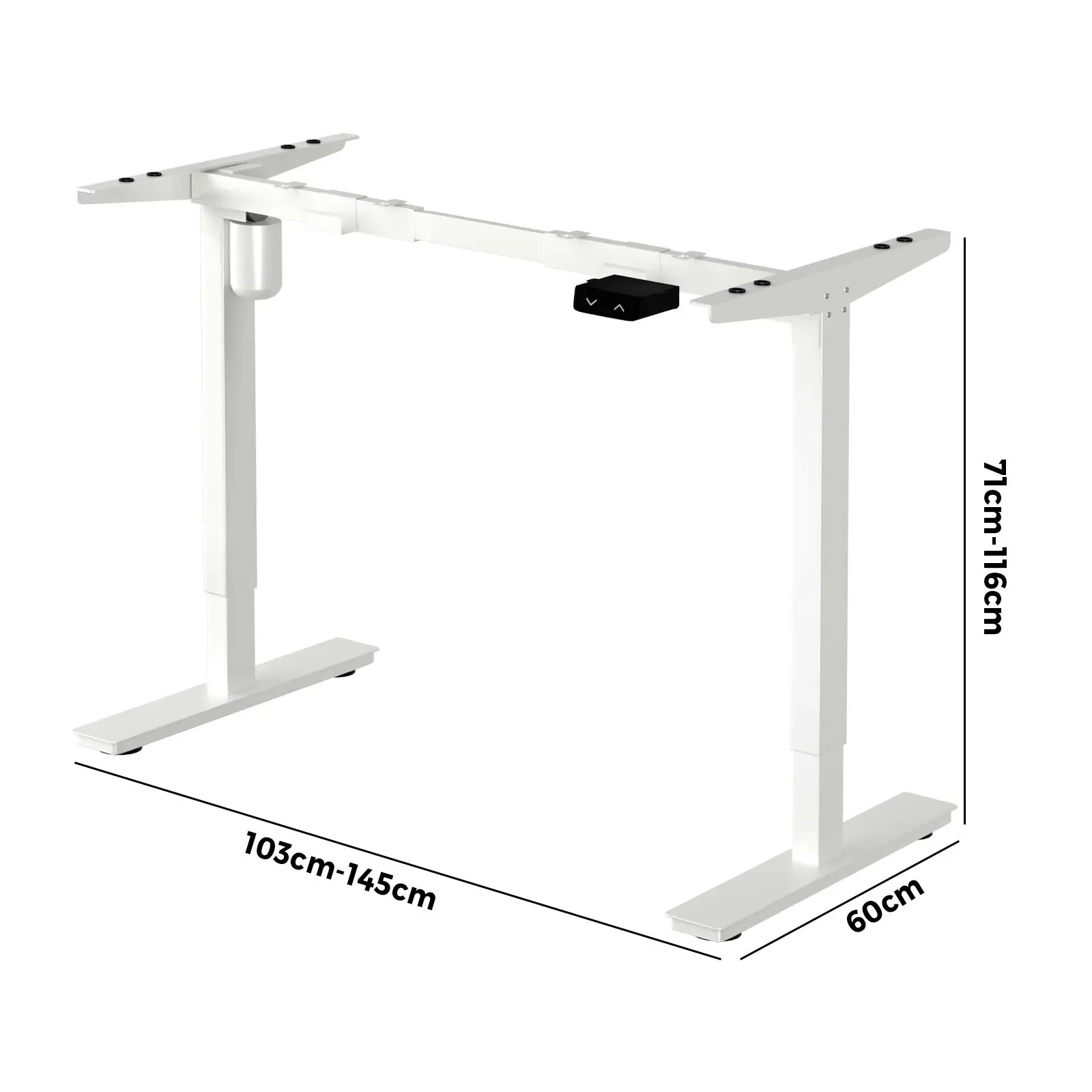 Oikiture Electric Standing Desk Frame Single Motor Height Adjustable Sit Stand White