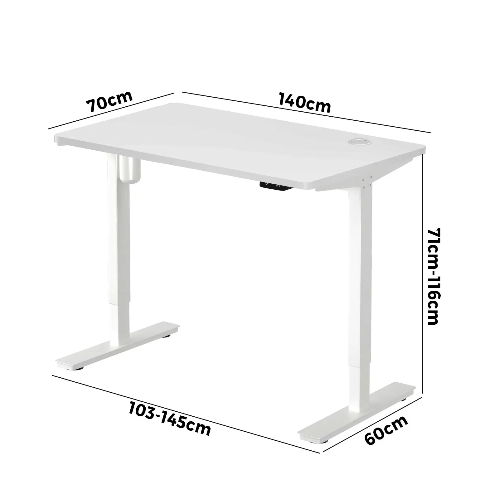 Oikiture 140CM Electric Standing Desk Single Motor Table Top White