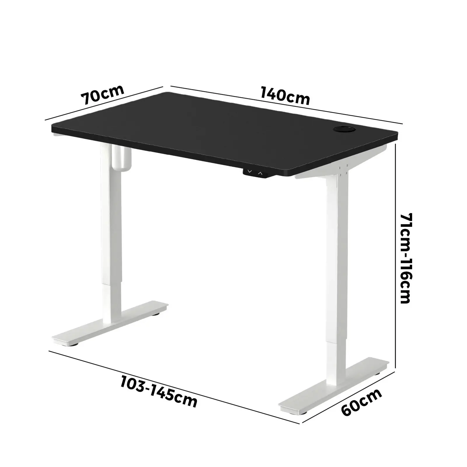 Oikiture 140CM Electric Standing Desk Single Motor Table Top Black