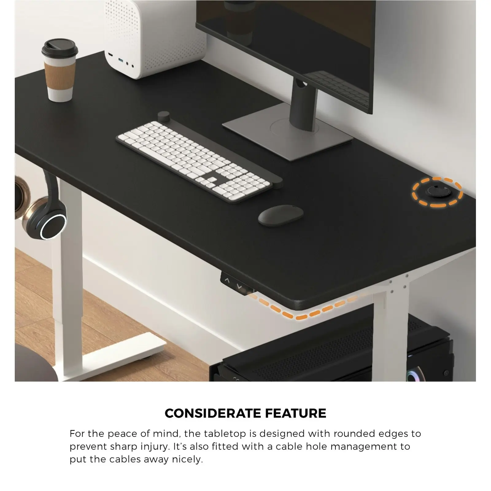 Oikiture 140CM Electric Standing Desk Single Motor Table Top Black