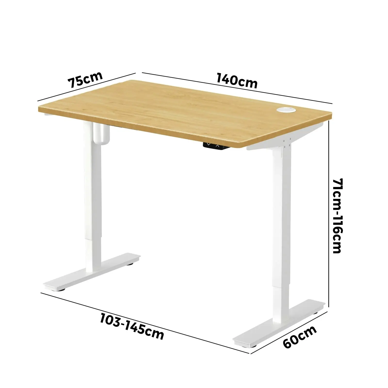 Oikiture 140CM Electric Standing Desk Single Motor Table Top OAK