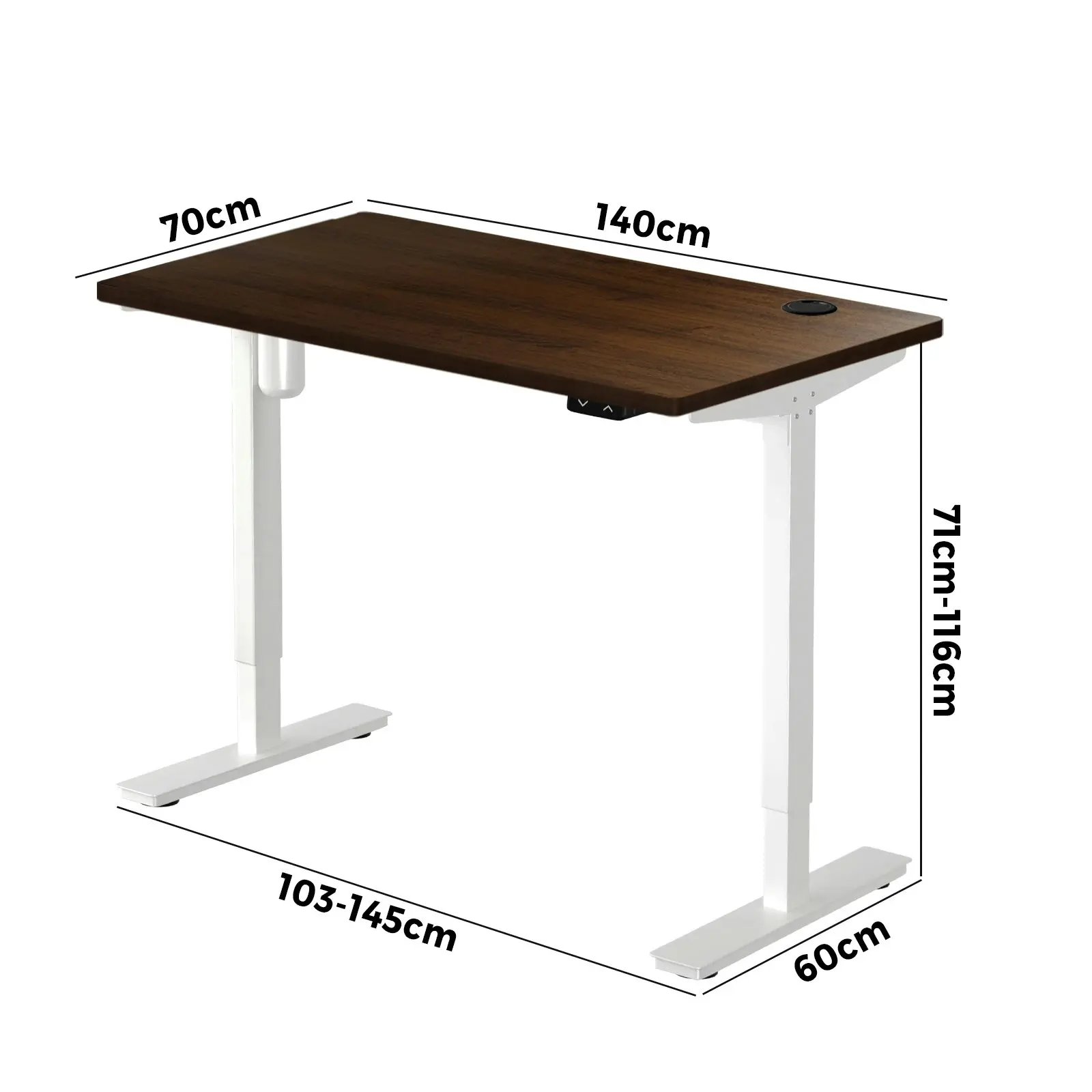 Oikiture 140CM Electric Standing Desk Single Motor Table Top Walnut