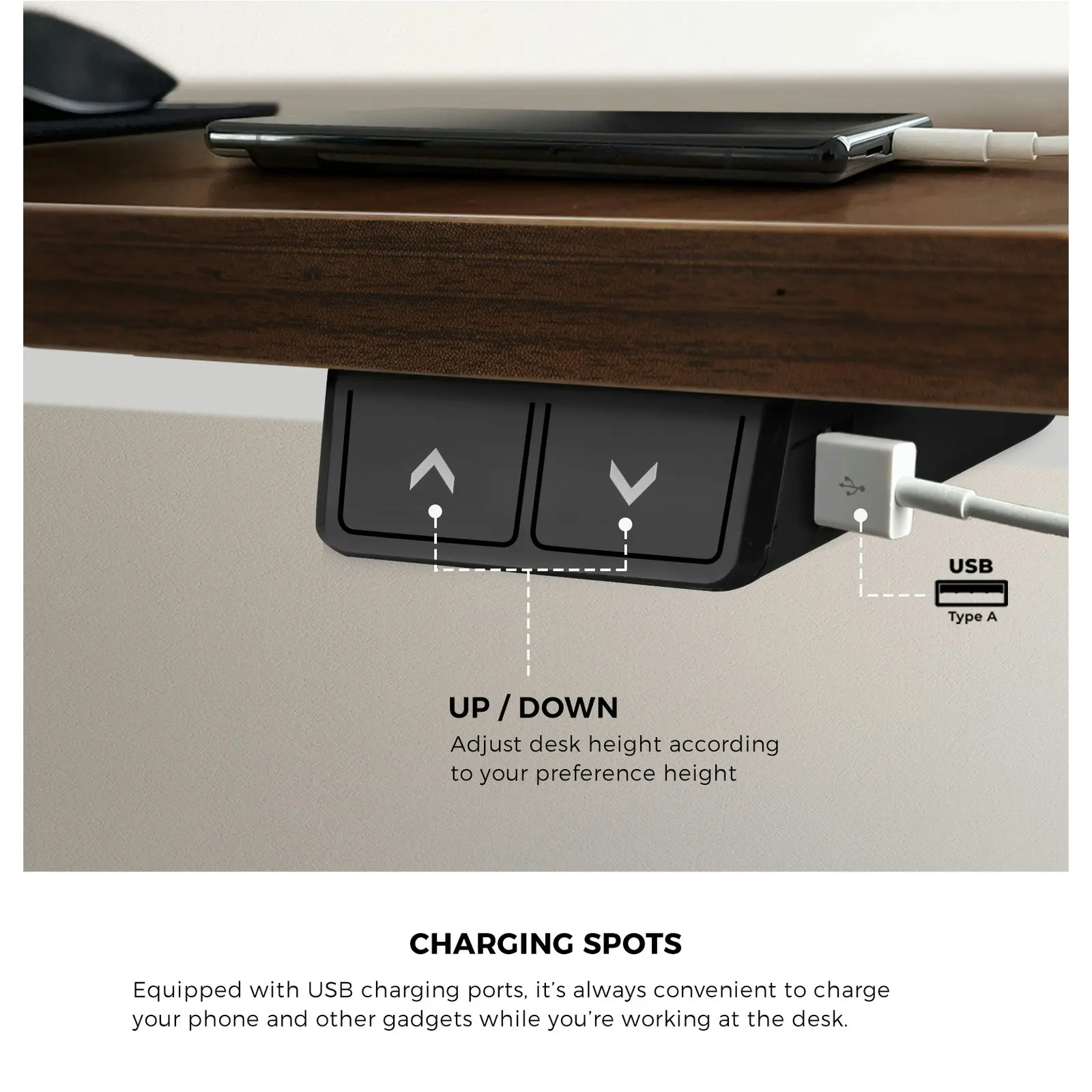 Oikiture 140CM Electric Standing Desk Single Motor Table Top Walnut