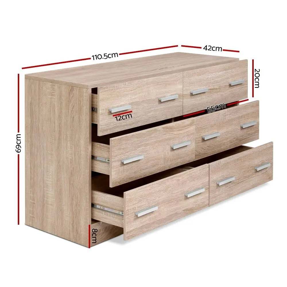 Artiss 6 Chest of Drawers - VEDA Pine