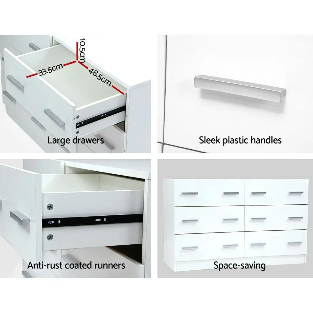 Artiss 6 Chest of Drawers - VEDA White