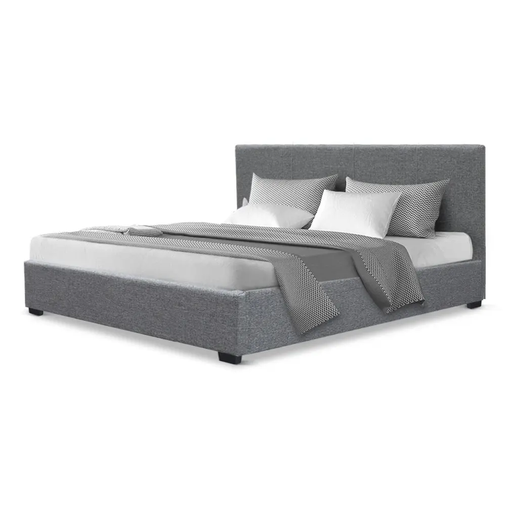 Artiss Bed Frame Queen Size Gas Lift Grey NINO