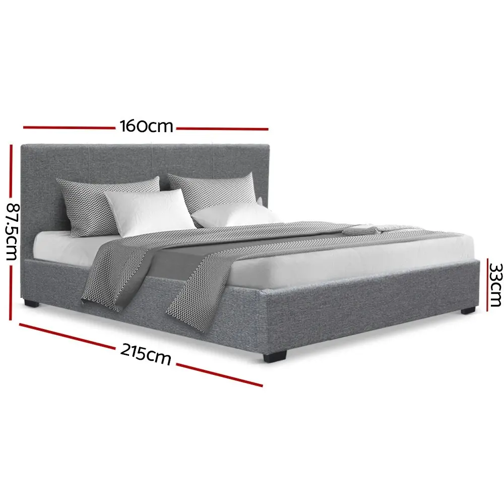 Artiss Bed Frame Queen Size Gas Lift Grey NINO