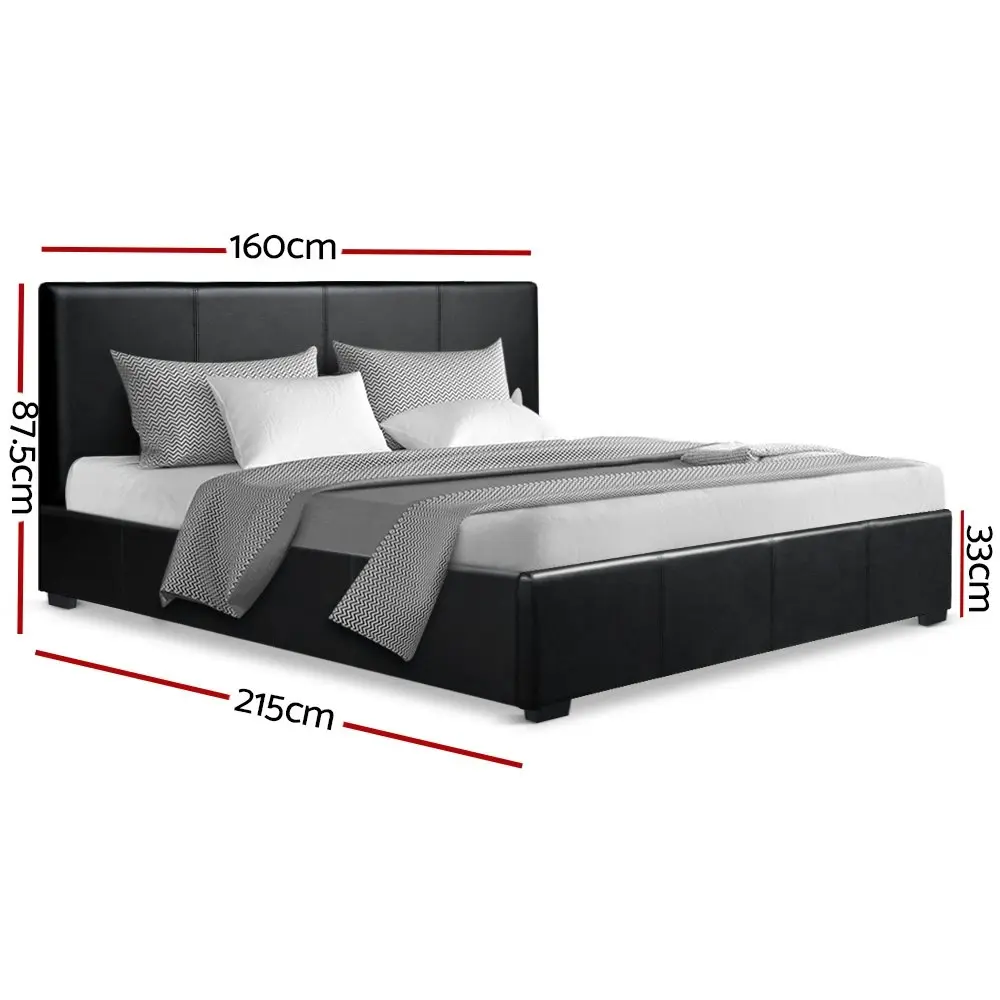 Artiss Bed Frame Queen Size Gas Lift Black NINO