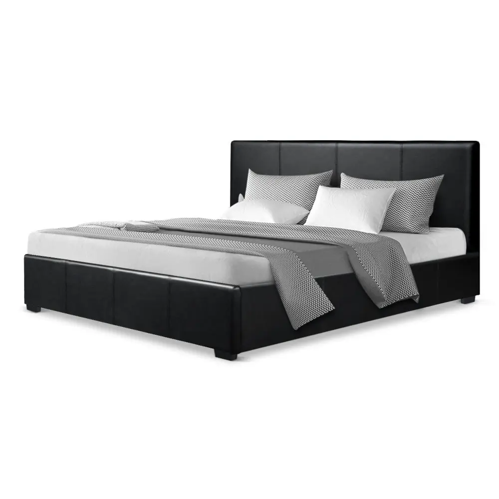 Artiss Bed Frame Queen Size Gas Lift Black NINO