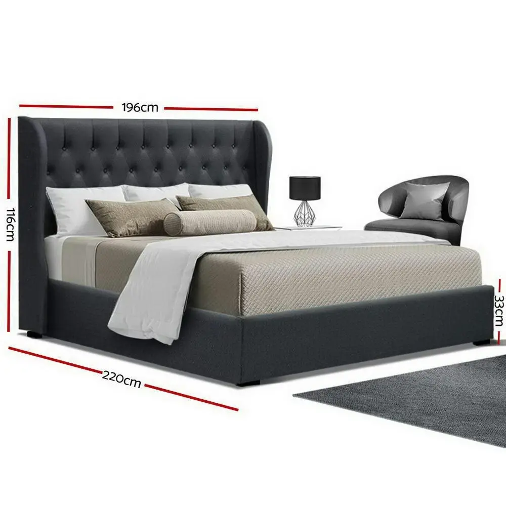 Artiss Bed Frame King Size Gas Lift Charcoal ISSA