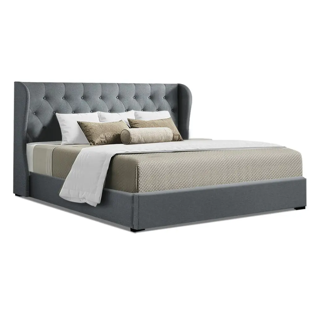 Artiss Bed Frame King Size Gas Lift Grey ISSA