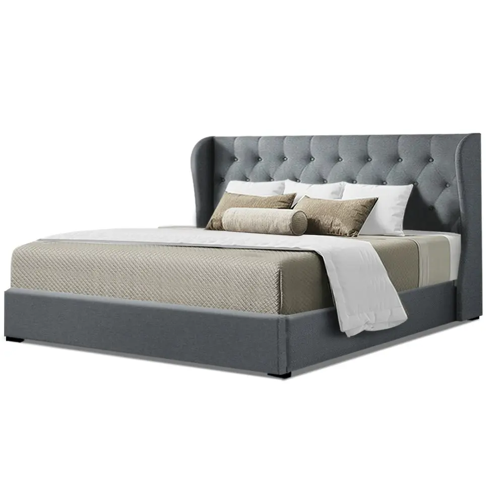 Artiss Bed Frame King Size Gas Lift Grey ISSA