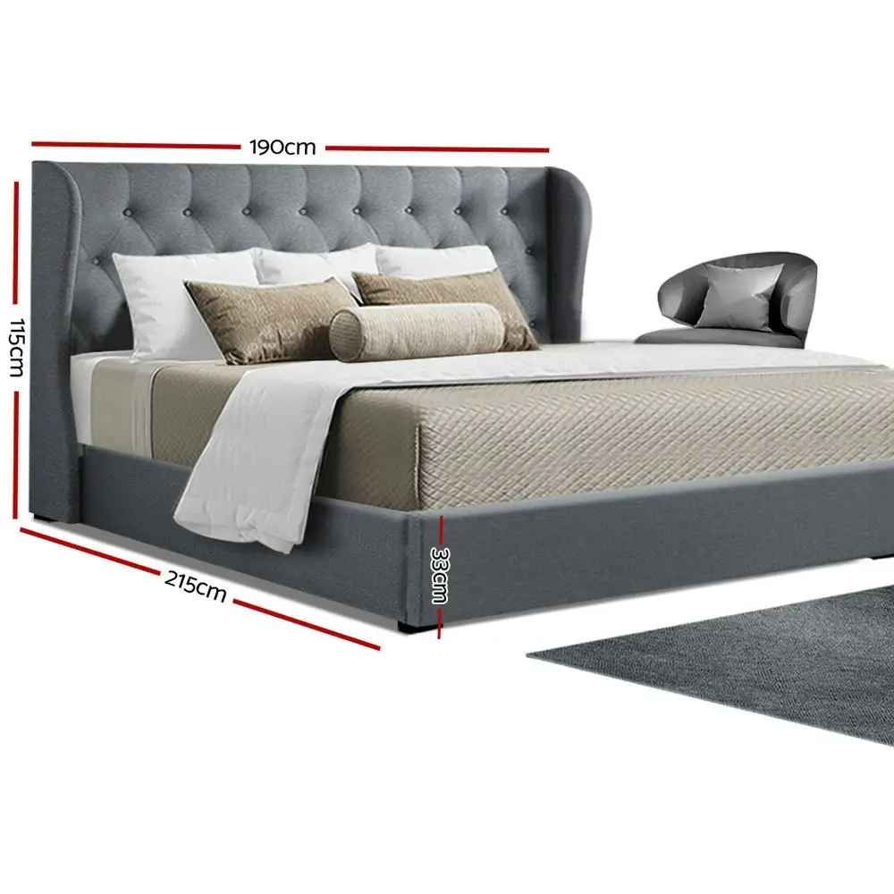 Artiss Bed Frame King Size Gas Lift Grey ISSA