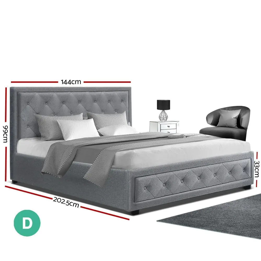 Artiss Bed Frame Double Size Gas Lift Grey TIYO