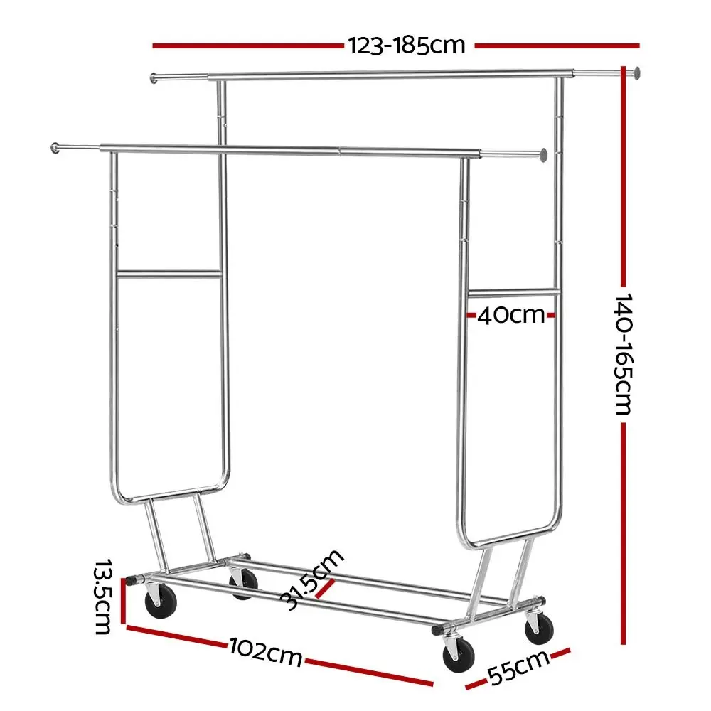 Artiss Clothes Rack Double Rail Coat Stand Adjustable Hanger