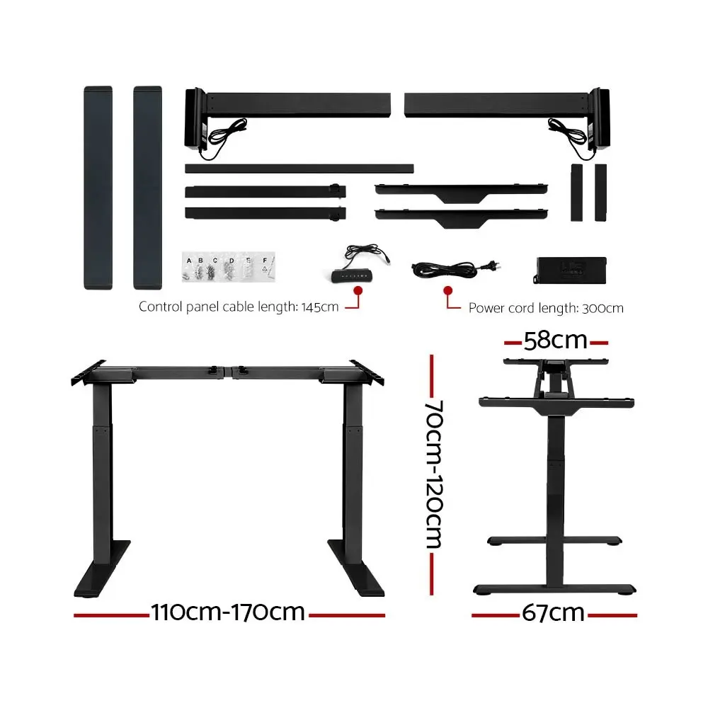 Artiss Standing Desk Motorised Dual Motor Rustic Brwon 120CM