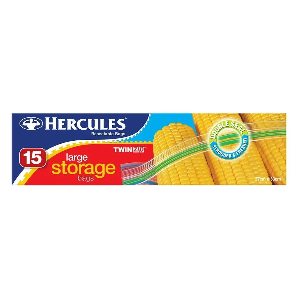 30pc Hercules Twin Zip Storage Bags Large 27x33cm Resealable Food Seal Bag