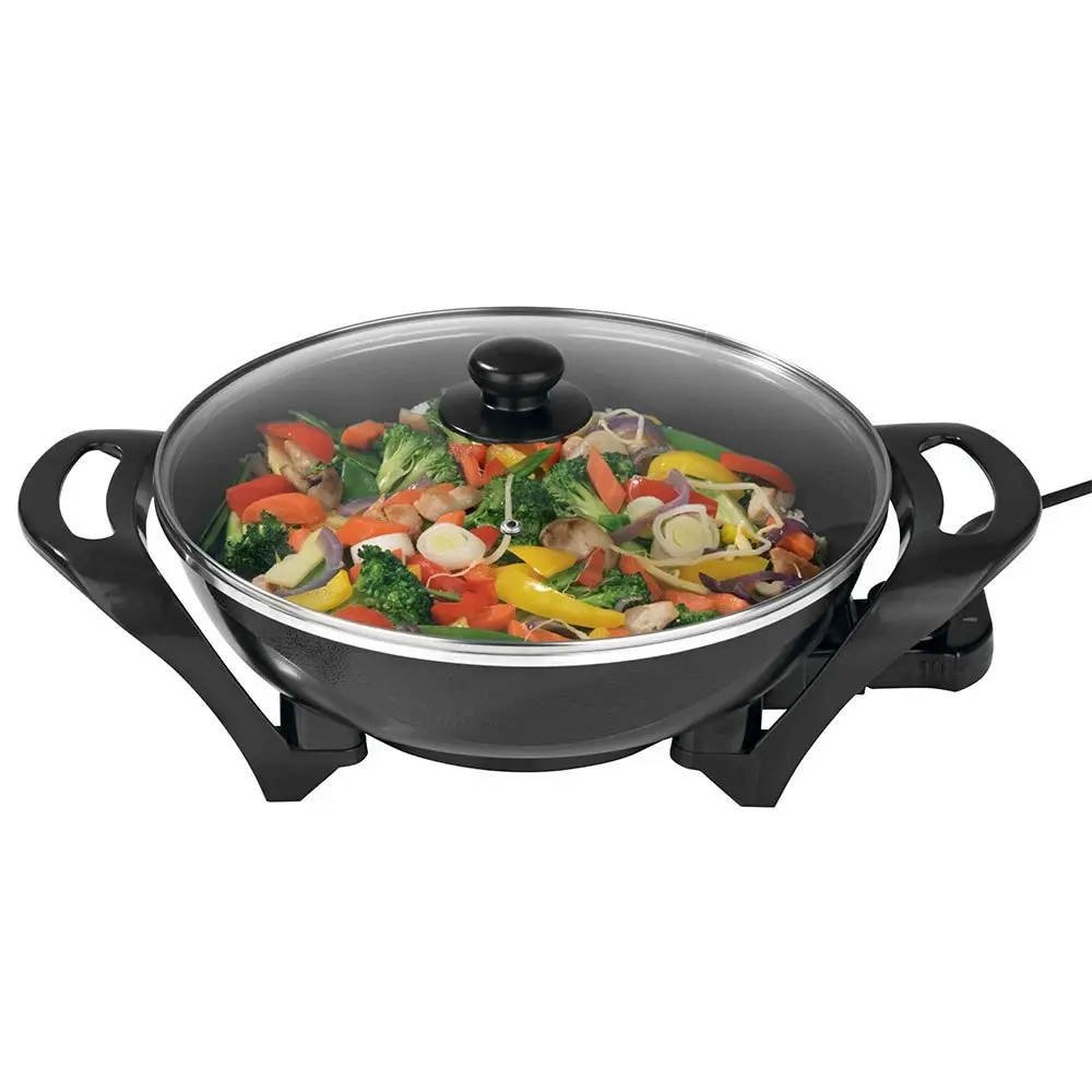 Lenoxx 4.5L 1500W Large Electric Wok/Non-Stick/Stir-fry/Cooking Pan/Cooker Black